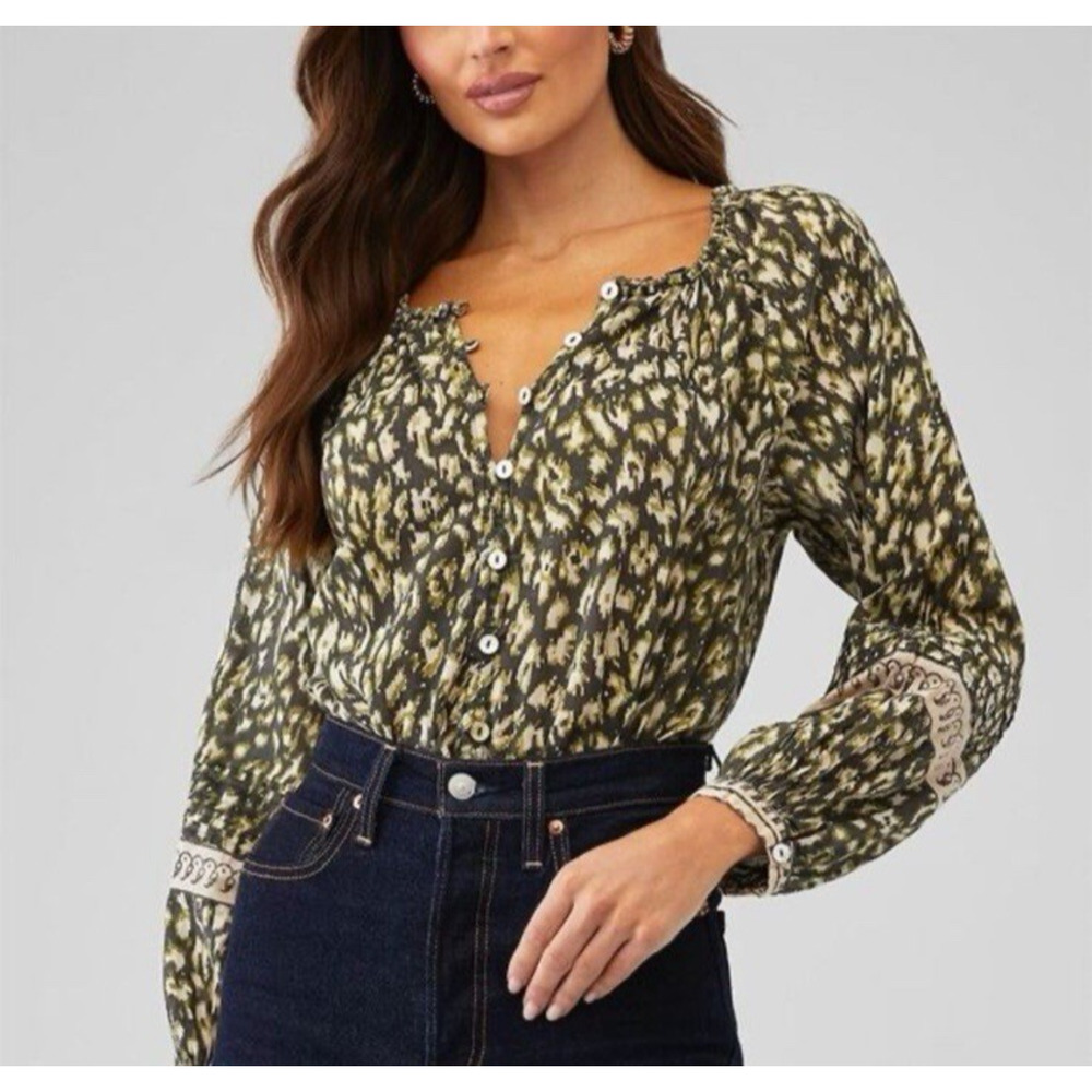 Cleobella Alicia Blouse in Leopard Block Print | Women’s Size Small